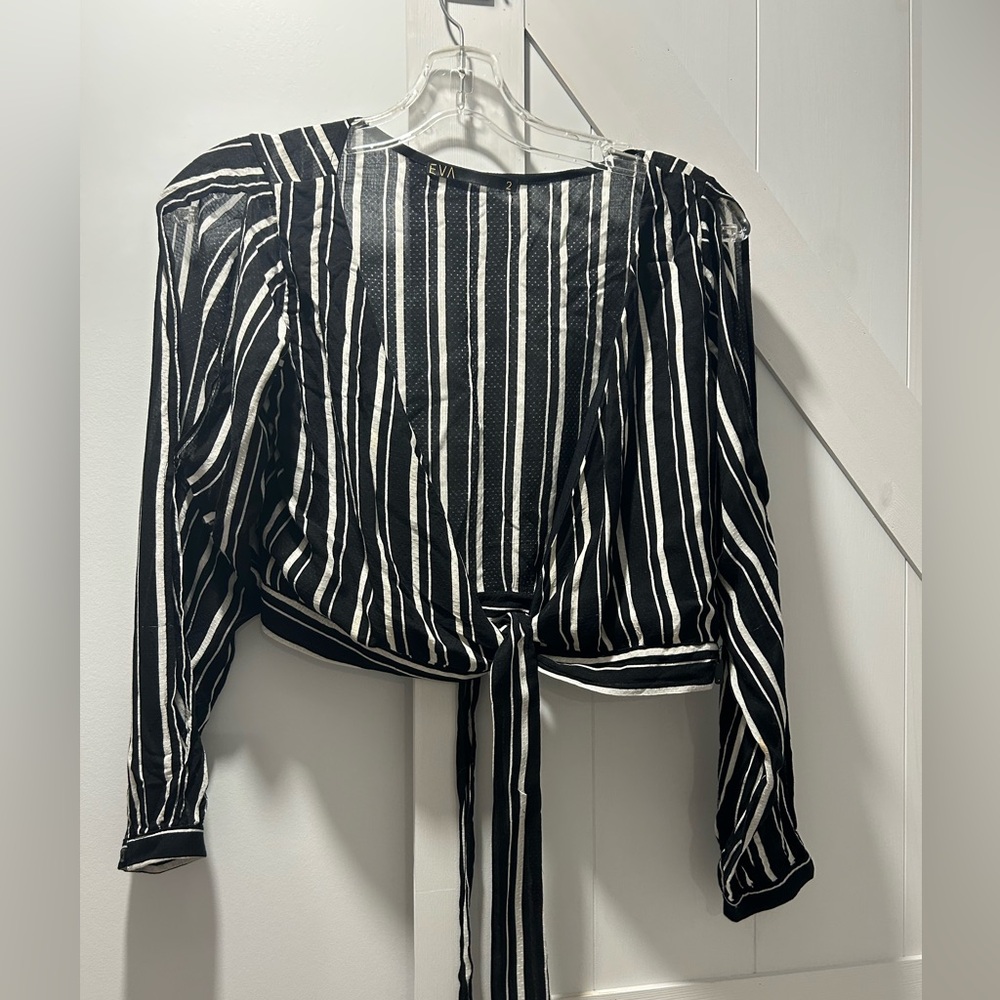 Eva Miller Black and White Striped Women's Top Size 2